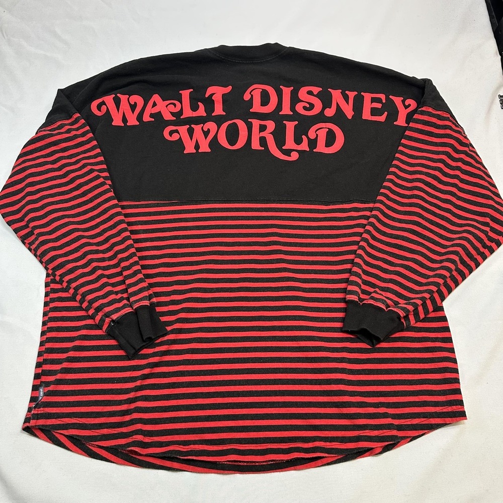 Disney Shirt Mens XL Black Red Striped Spirit Jersey Pirates of the Caribbean